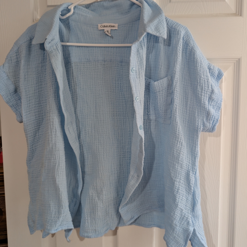 Calvin Klein Sky Blue Textured Shirt